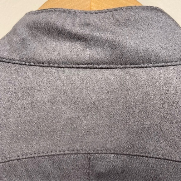 Adrienne Vittadini Grey Faux Suede Moto Jacket - Picture 5 of 7